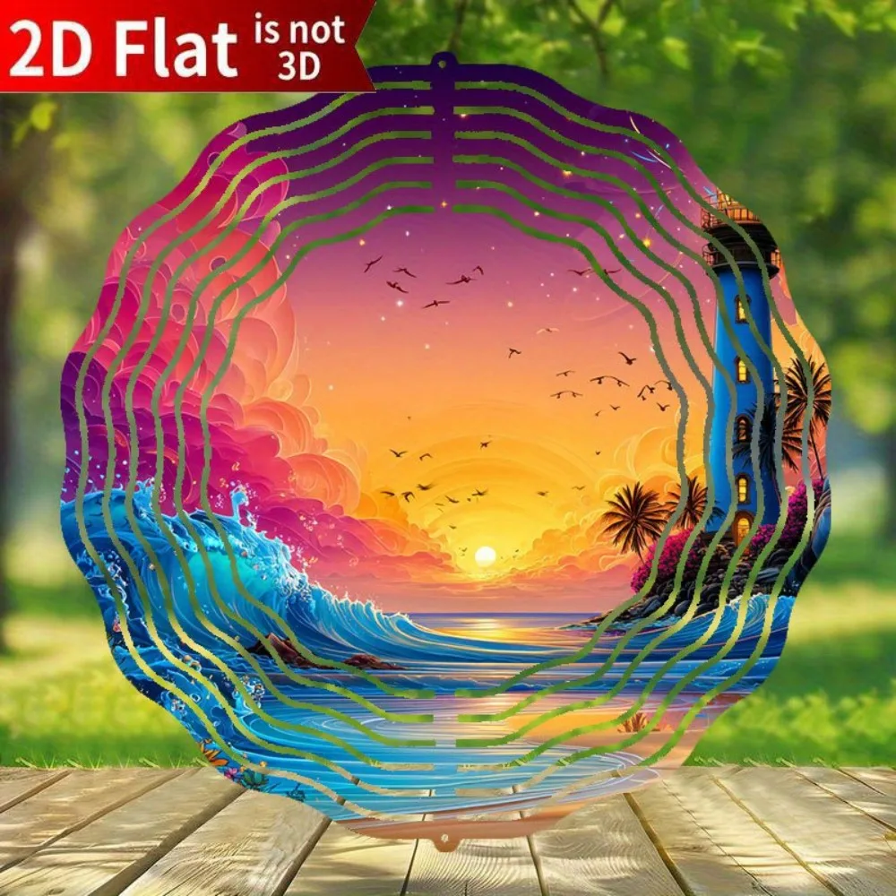 Kite Wind Outdoor - CIFBUY กระดิ่งลมลายชายหาดต้นปาล์มพระอาทิตย์ตก ไม่ต้องใช้ไฟฟ้า ของตกแต่งแขวนได้ทั้งในร่มและกลางแจ้ง สวน งานศิลปะว่าว