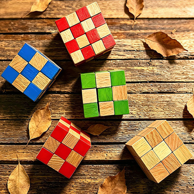 Wooden Puzzle Kids - เกมฝึกสมองไม้รูปทรงลูกบาศก์สี่เหลี่ยมสำหรับผู้ใหญ่และเด็ก ของเล่นฝึกไอคิวและตรรกะ ฝึกการแก้ปัญหา เสริมสร้างทักษะการเรียนรู้และความสนุกสนาน
