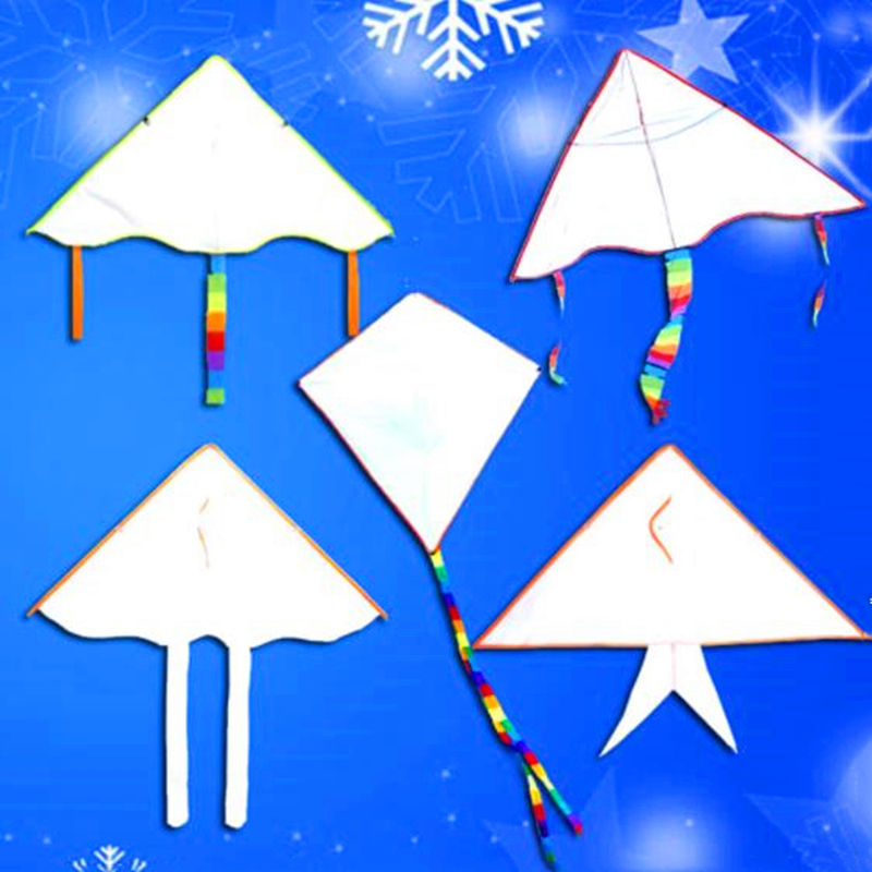 Kite Wind Outdoor - ว่าวผ้าไนลอน DIY ของเล่นว่าวสำหรับเด็ก ว่าวทรงเพชร ว่าวสีขาว ของเล่นกลางแจ้ง