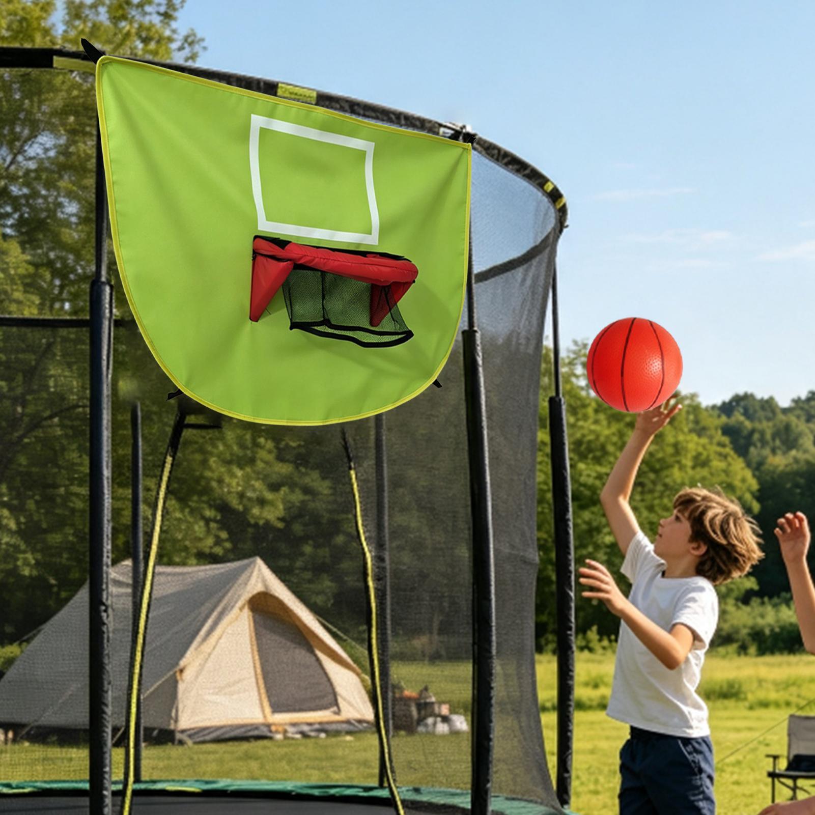 Basketball Hoop Kids Indoor - ห่วงบาสเก็ตบอลสำหรับแทรมโพลีนพร้อมปั๊มลม 3 ลูก ประกอบง่าย ใช้ได้ทั้งในร่มและกลางแจ้ง อุปกรณ์เสริมสำหรับแทรมโพลีนสำหรับเด็กและผู้ใหญ่