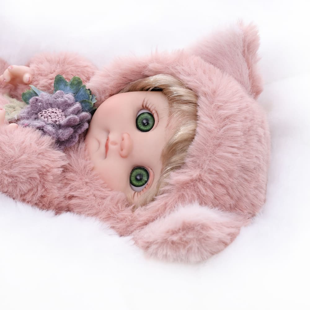 Kids Toys Xmas - Cloveray ตุ๊กตาวินิลทั้งตัวขนาด 24 ซม. ตุ๊กตาจิ้งจอกสีชมพูน่ารักขนาด 10