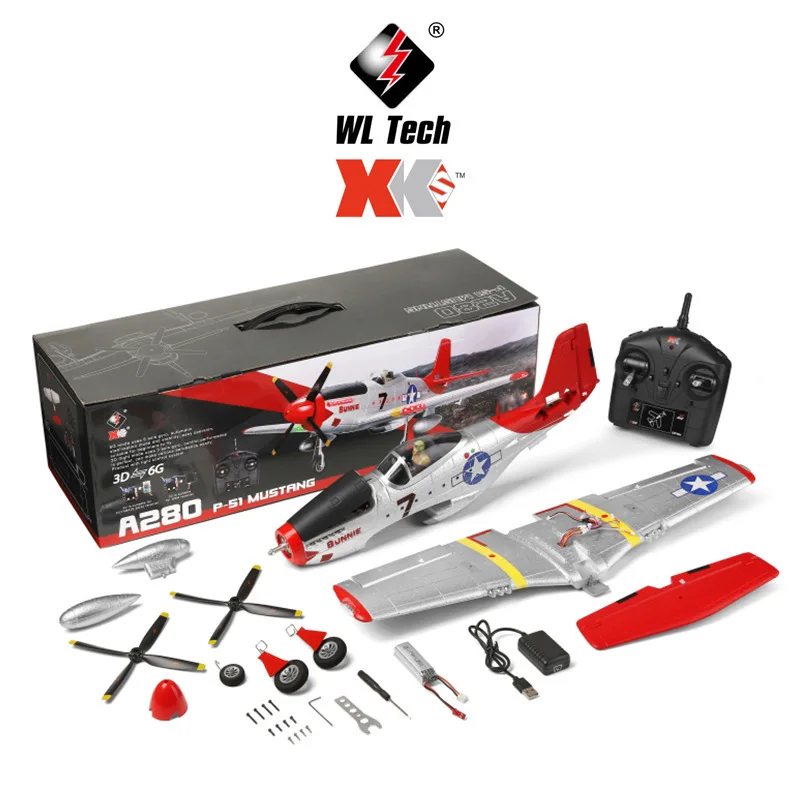 Kids Toys Channel - ในสต็อก A280-P51 สี่ช่องเครื่องบิน P51 Fighter 6