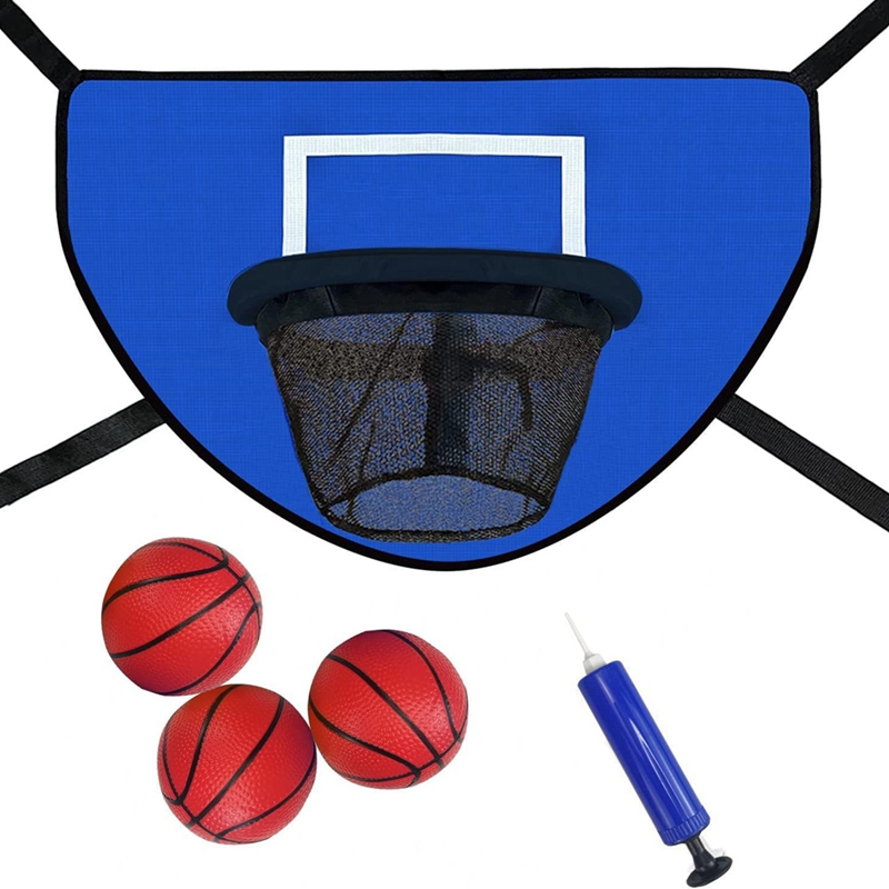 Basketball Hoop Kids Indoor - ชุดห่วงบาสเก็ตบอลแทรมโพลีนพร้อมปั๊มและลูกมินิ, อุปกรณ์บาสเก็ตบอลแทรมโพลีนสําหรับเด็กผู้ใหญ่ในร่มกลางแจ้งทนทาน