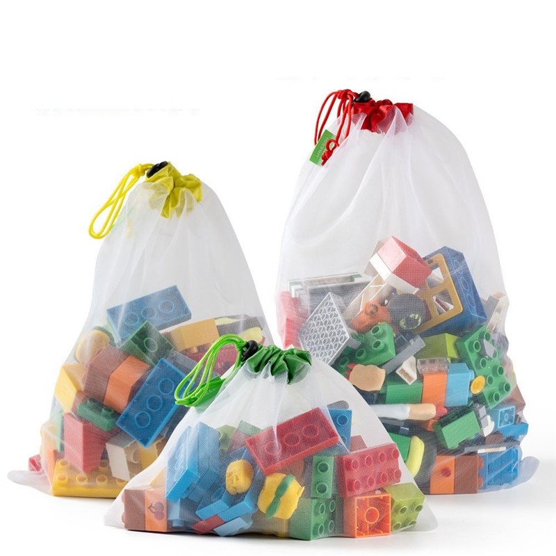 Kid Toys And More - 3 ชิ้น Drawstring กระเป๋าเก็บของเล่นสําหรับบล็อกตัวต่อ, ออแกไนเซอร์แบบพกพาสําหรับเด็ก, ของเล่นปริศนาและอื่นๆ