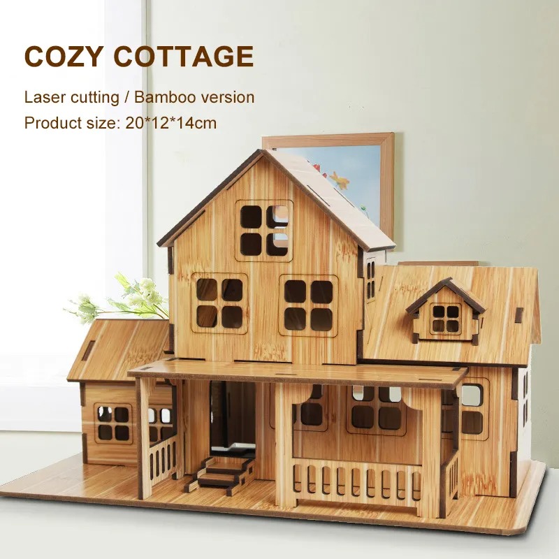 ชุดตัวต่อไม้ 3 มิติ รุ่นบ้านพั - Wooden Puzzle Kids บทวิจารณ์และราคา