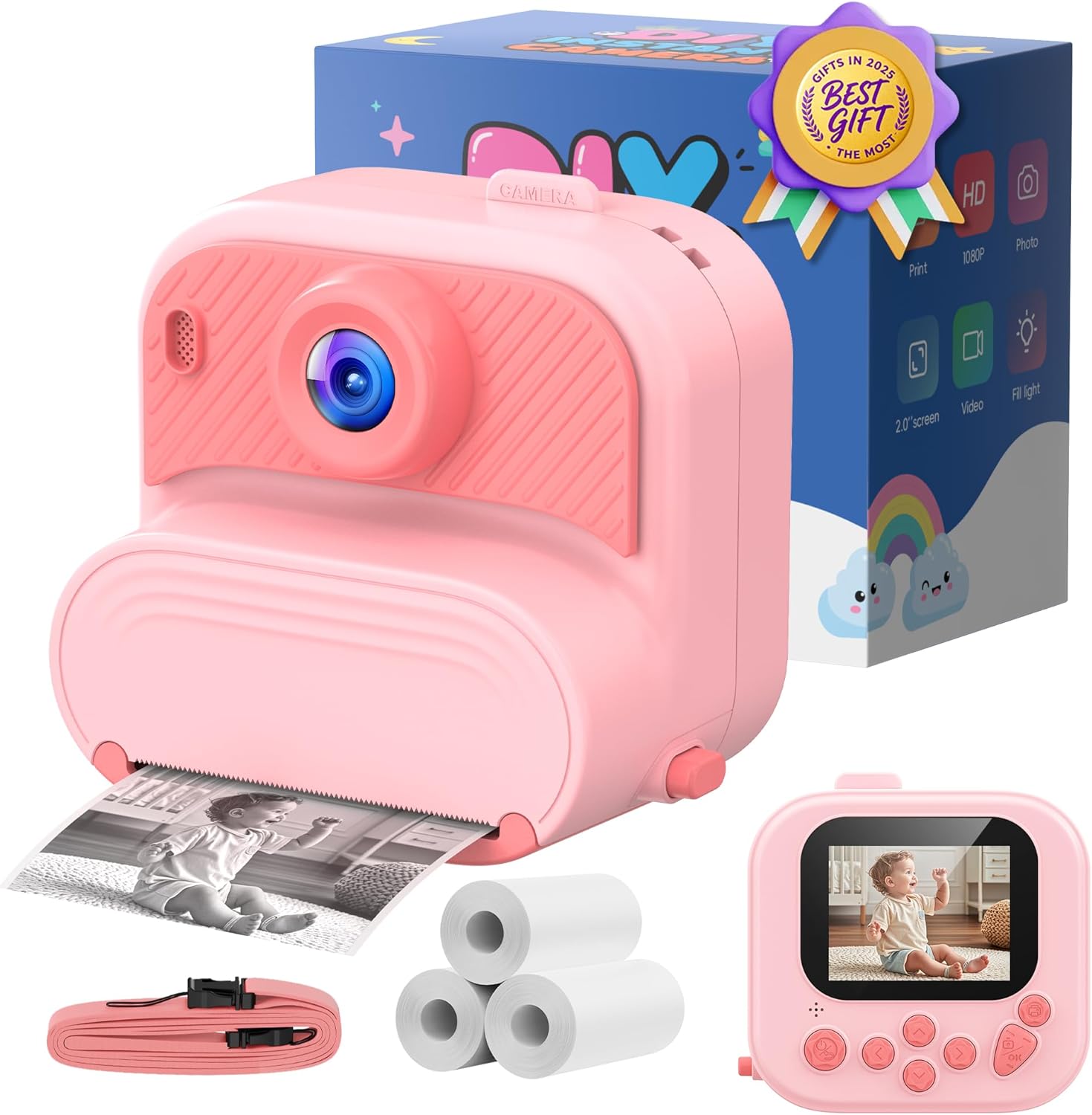 กล้องถ่ายรูปพิมพ์ภาพทันที 48MP - Kids Toys Xmas บทวิจารณ์และราคา