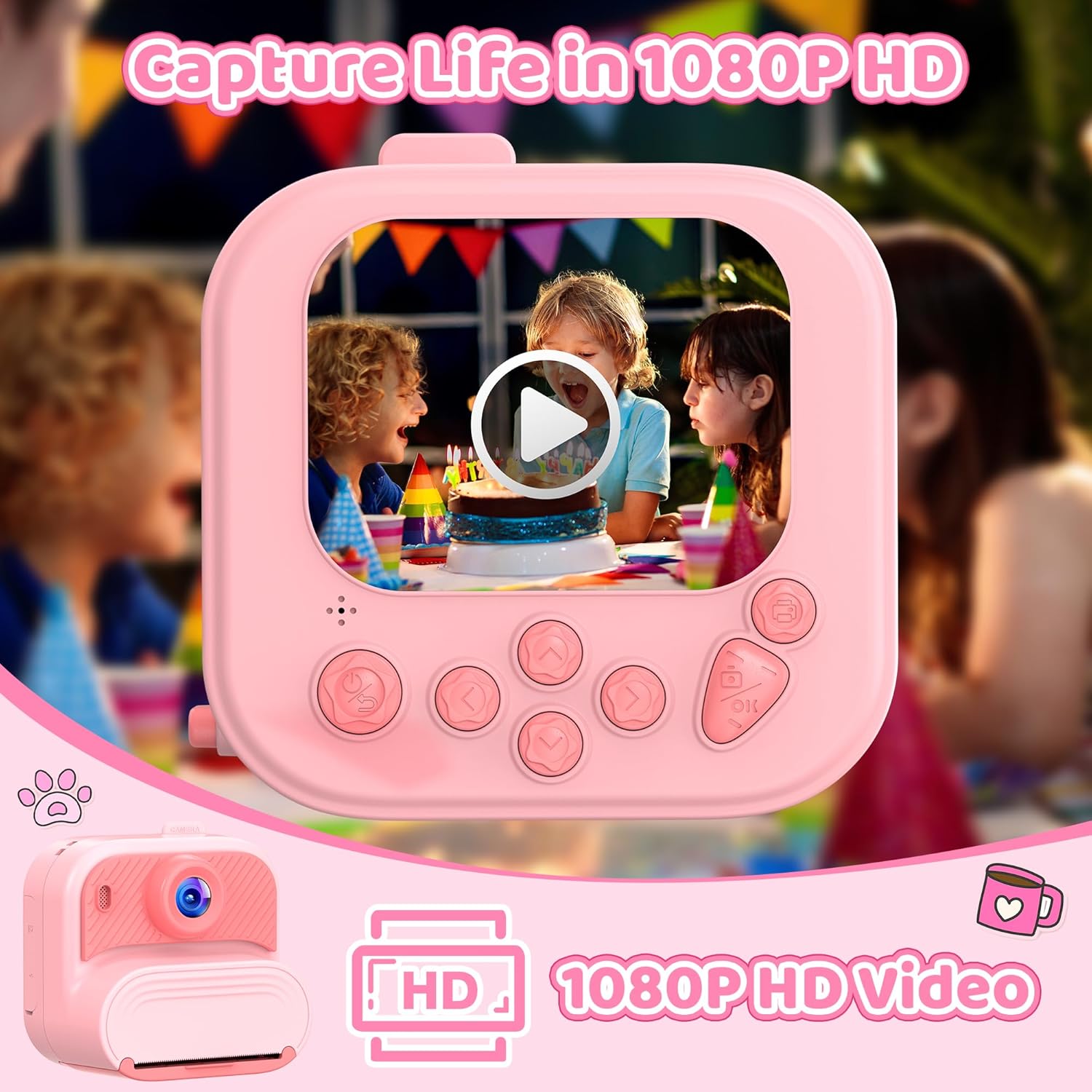 กล้องถ่ายรูปพิมพ์ภาพทันที 48MP - Kids Toys Xmas บทวิจารณ์และราคา