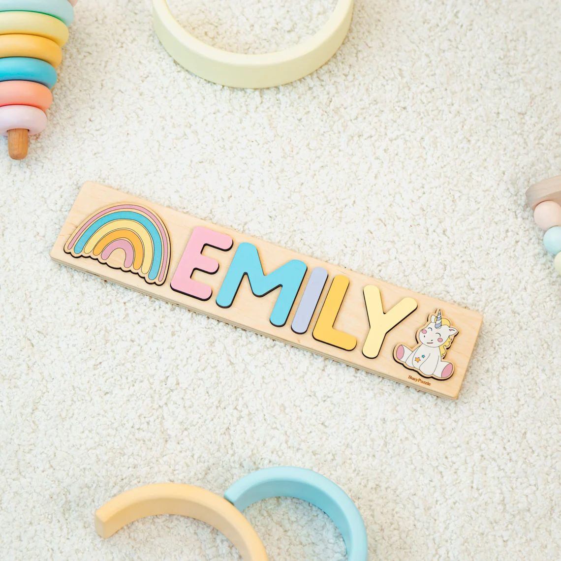 ปริศนาชื่อส่วนบุคคลพร้อมหมุด | - Wooden Puzzle Kids บทวิจารณ์และราคา